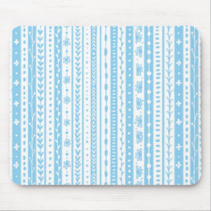 Blommigt doodle rand i baby blue och vitt musmatta