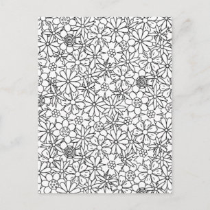 Blommigt Doodle Vykort