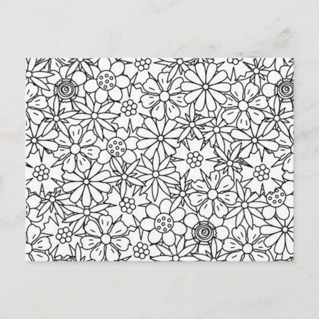 Blommigt Doodle Vykort (Framsida)