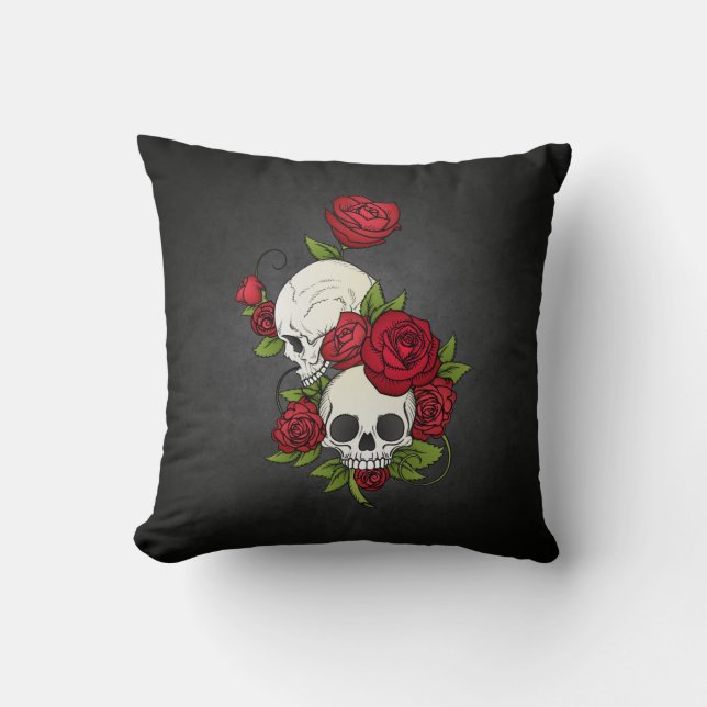 Blommigt Döskallars Dia de los Muertos | Dekorativ Kudde (Framsida)