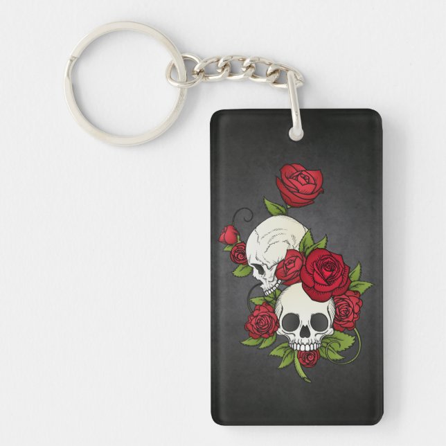 Blommigt Döskallars Dia de los Muertos | Nyckelked Nyckelring (Framsidan)