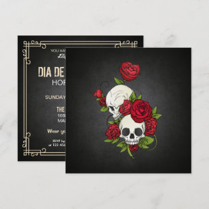 Blommigt Döskallars Dia de los Muertos Party Invit Inbjudningar