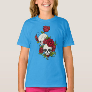 Blommigt Döskallars Dia de los Muertos Sleeve Sh T Shirt