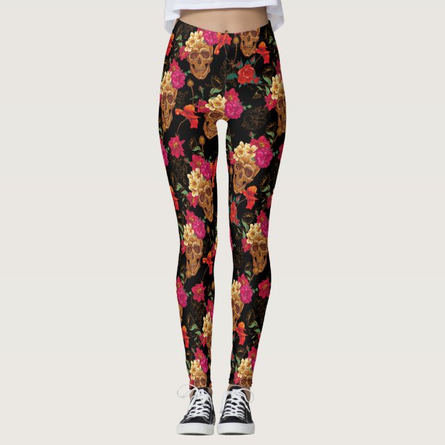 blommigt Döskallars legeringar Leggings (Framsida)