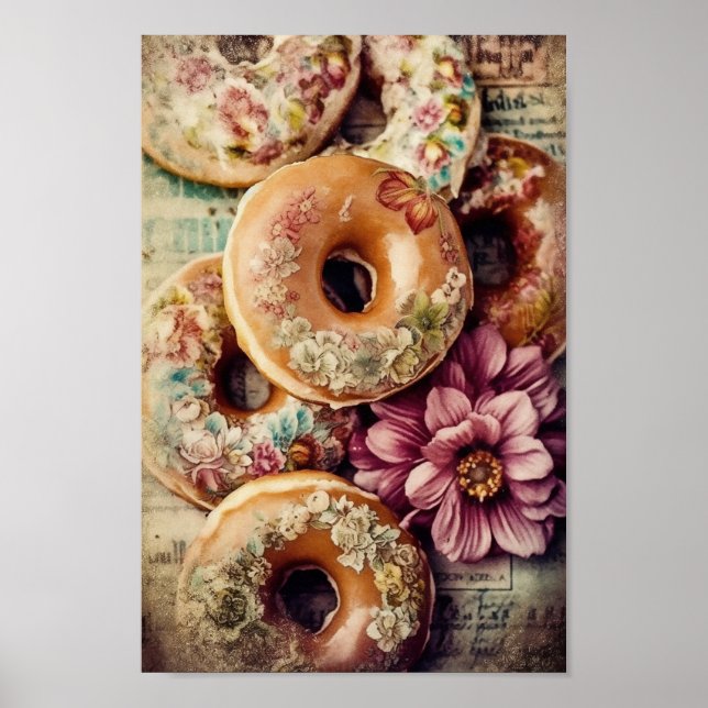 Blommigt Doughnut Poster (Framsidan)