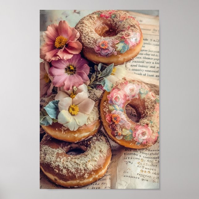 Blommigt Doughnut Poster (Framsidan)