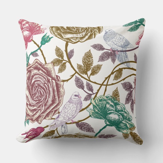 Blommigt Dove Pillow Kudde (Framsida)