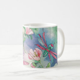 Blommigt Dragonfly Kaffemugg