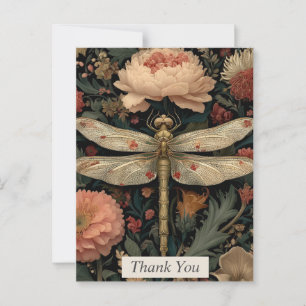Blommigt Dragonfly - tackkort Vykort