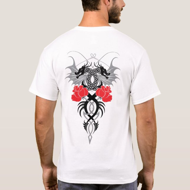Blommigt Dragon's Embrace T-Shirt (Baksida)