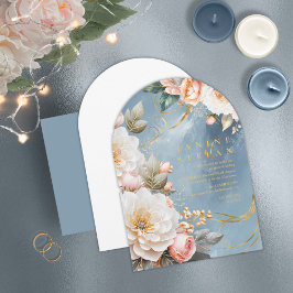 Blommigt Drama Bröllop Blue Arch ID1022 Inbjudningar