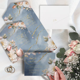 Blommigt Drama Bröllop Blue ID1022
