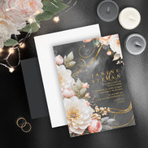 Blommigt Drama Bröllop Charcol ID1022