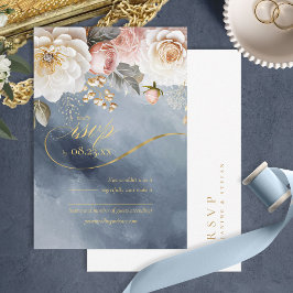 Blommigt Drama Bröllop Dusty Blue ID1022 OSA Kort
