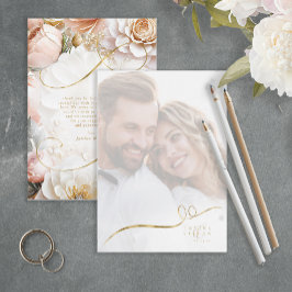 Blommigt Drama Bröllop Photo Template White ID1022 Tack Kort