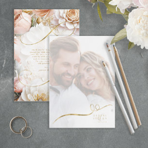 Blommigt Drama Bröllop Photo Template White ID1022 Tack Kort