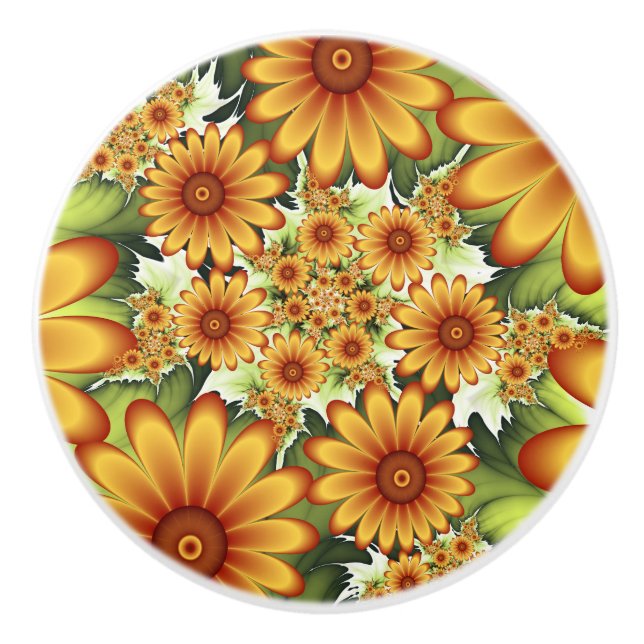 Blommigt Dream, Modern Abstrakt Flower Fractal Art Knopp (Framsidan)