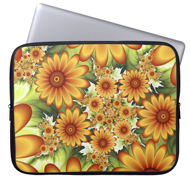 Blommigt Dream, Modern Abstrakt Flower Fractal Art Laptop Fodral (Framsidan)