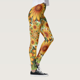 Blommigt Dream, Modern Abstrakt Flower Fractal Art Leggings