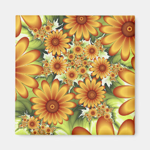 Blommigt Dream, Modern Abstrakt Flower Fractal Art Magnet