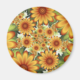 Blommigt Dream, Modern Abstrakt Flower Fractal Art Magnet