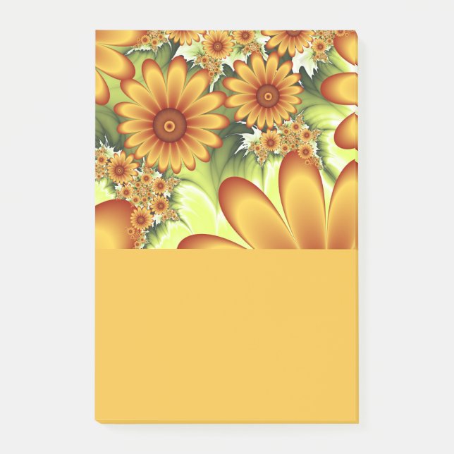 Blommigt Dream, Modern Abstrakt Flower Fractal Art Post-it Block (Framsida)