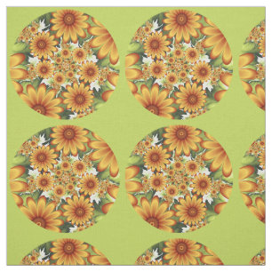 Blommigt Dream, Modern Abstrakt Flower Fractal Art Tyg
