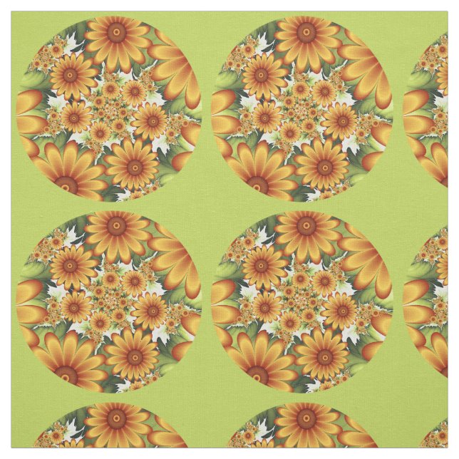 Blommigt Dream, Modern Abstrakt Flower Fractal Art Tyg (Provkarta)