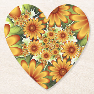 Blommigt Dream, Modern Abstrakt Flower Fractal Art Underlägg Papper