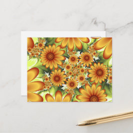Blommigt Dream, Modern Abstrakt Flower Fractal Art Vykort