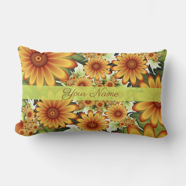 Blommigt Dream, Modern Abstrakt Flower Fractal Nam Lumbarkudde (Framsida)