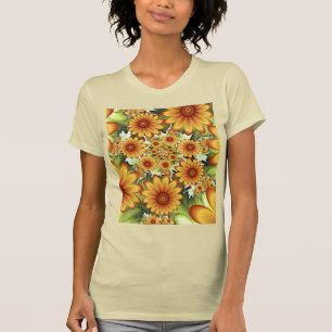 Blommigt Dream, Modern Abstrakt Flowers Fractal Ar T Shirt