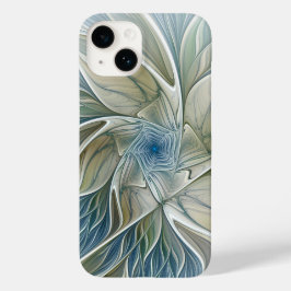 Blommigt Dream Mönster Abstrakt Blue Khaki Fractal