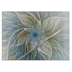 Blommigt Dream Mönster Abstrakt Blue Khaki Fractal