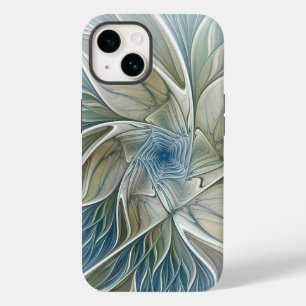 Blommigt Dream Mönster Abstrakt Blue Khaki Fractal