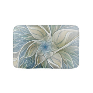 Blommigt Dream Mönster Abstrakt Blue Khaki Fractal Badrumsmatta