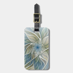 Blommigt Dream Mönster Abstrakt Blue Khaki Fractal Bagagebricka