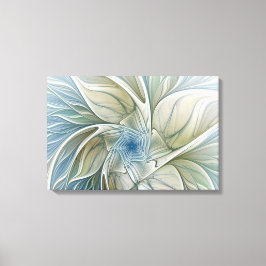 Blommigt Dream Mönster Abstrakt Blue Khaki Fractal Canvastryck