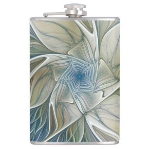 Blommigt Dream Mönster Abstrakt Blue Khaki Fractal Fickplunta