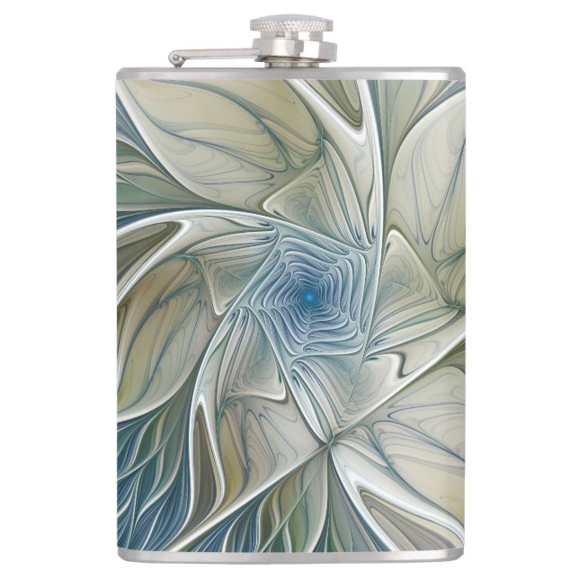 Blommigt Dream Mönster Abstrakt Blue Khaki Fractal Fickplunta (Framsidan)