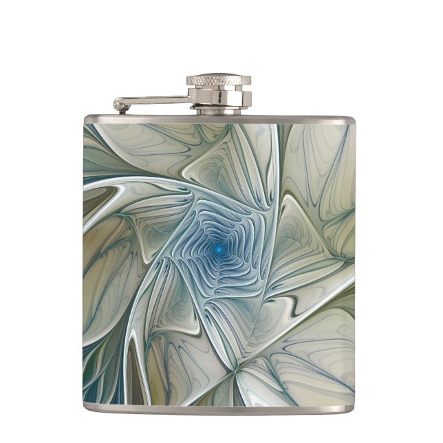 Blommigt Dream Mönster Abstrakt Blue Khaki Fractal Fickplunta (Framsidan)