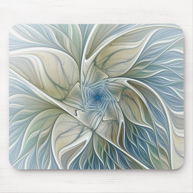 Blommigt Dream Mönster Abstrakt Blue Khaki Fractal Musmatta (Framsidan)