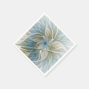 Blommigt Dream Mönster Abstrakt Blue Khaki Fractal Pappersservett