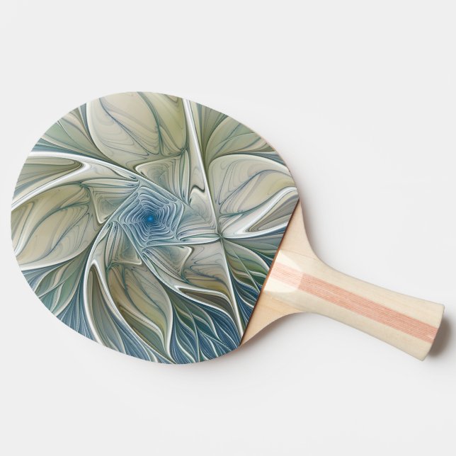 Blommigt Dream Mönster Abstrakt Blue Khaki Fractal Pingisracket (Sidan)