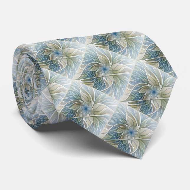 Blommigt Dream Mönster Abstrakt Blue Khaki Fractal Slips (Rullad)