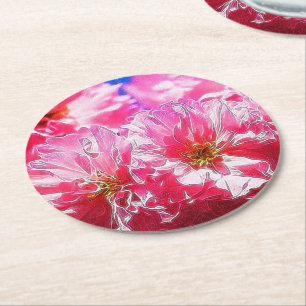 Blommigt Dreams 03 shock rosa Underlägg Papper Rund