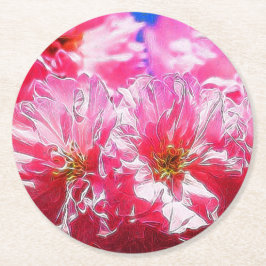 Blommigt Dreams 03 shock rosa Underlägg Papper Rund