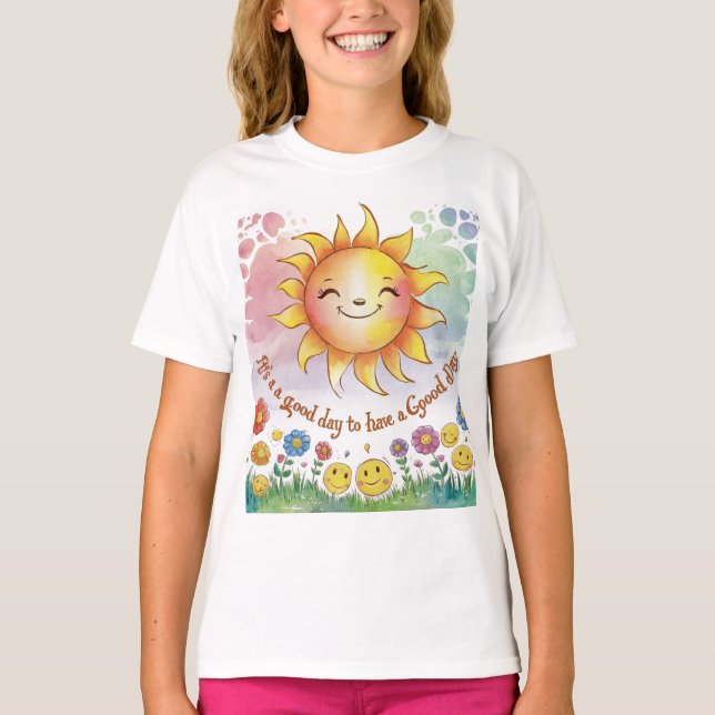 Blommigt Dreams T-Shirt for Girls - Cute & Snyggt (Framsida)