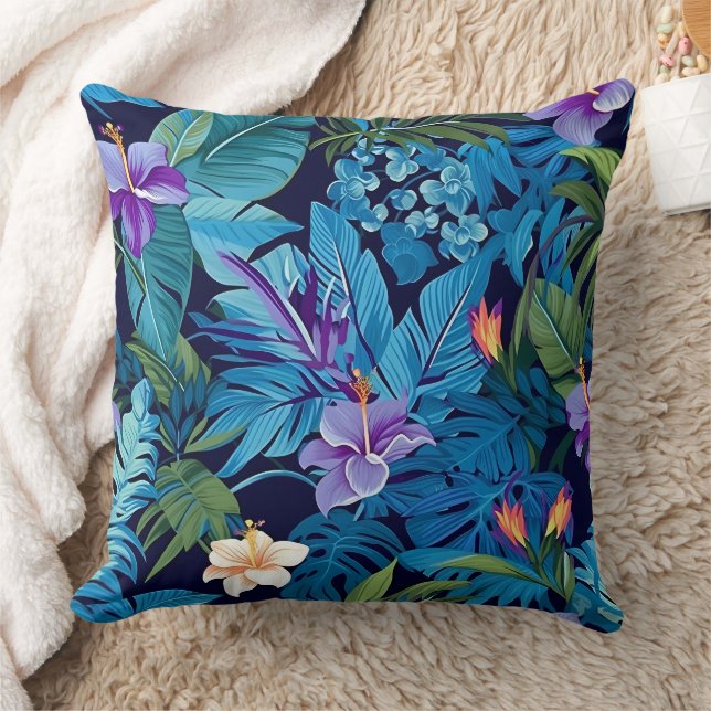 'Blommigt Dreams' - Tropical blommigt design Kudde (Filt)