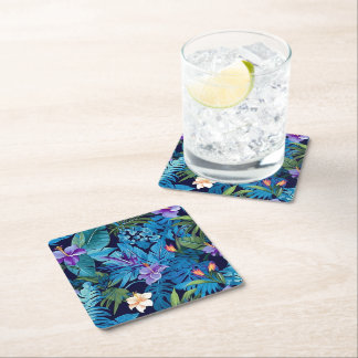 'Blommigt Dreams' - Tropical blommigt design Underlägg Papper Kvadrat